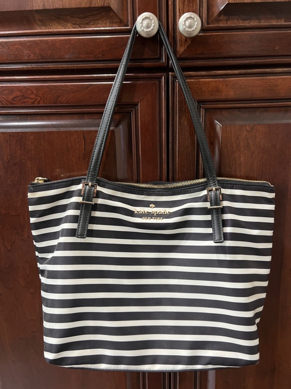 Kate Spade Black and White Striped shoulder bag